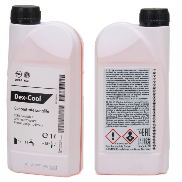 Set 2 Buc Antigel Concentrat Oe Opel Dex-Cool Concentrate Longlife G12 1L 1940663